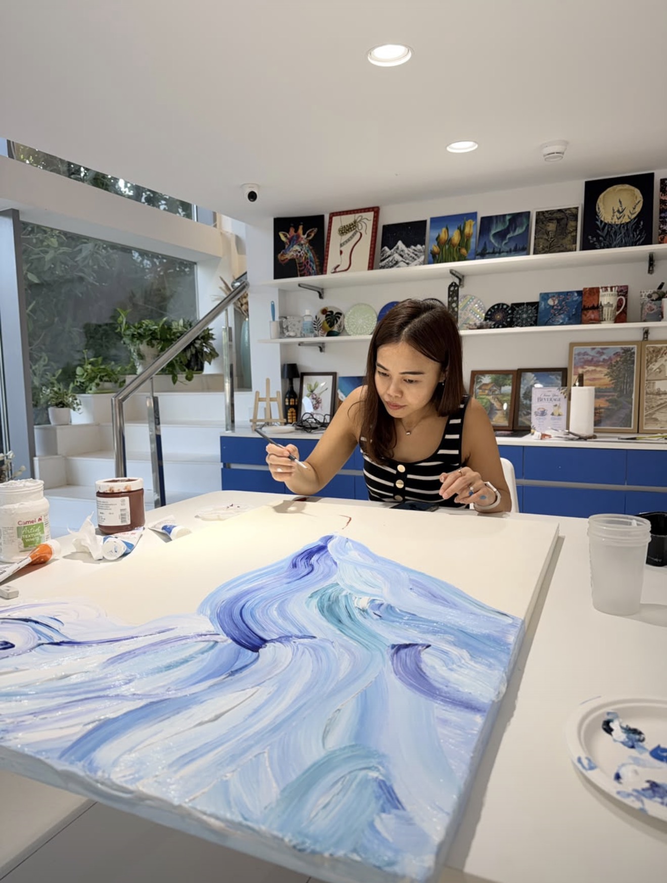 Artist working in the studio